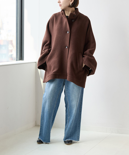 Bonum(ボナム)の「MUFFLER PONCHO コート(ポンチョ・レディース・ブラウン・FREE)」の2枚目の写真