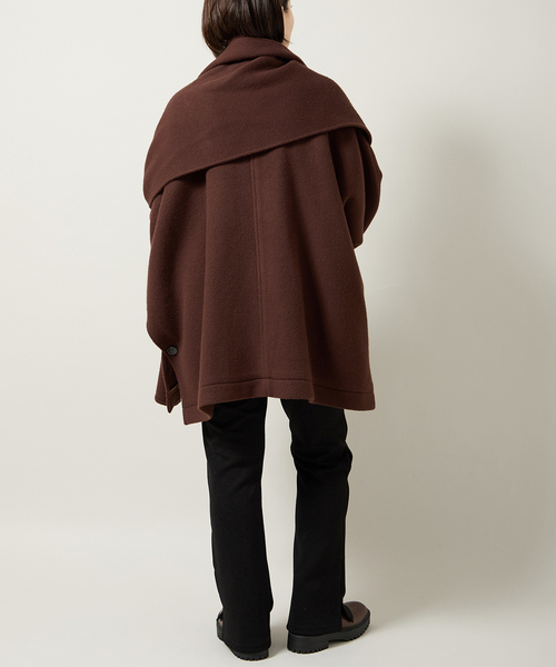 Bonum(ボナム)の「MUFFLER PONCHO コート(ポンチョ・レディース・ブラウン・FREE)」の12枚目の写真