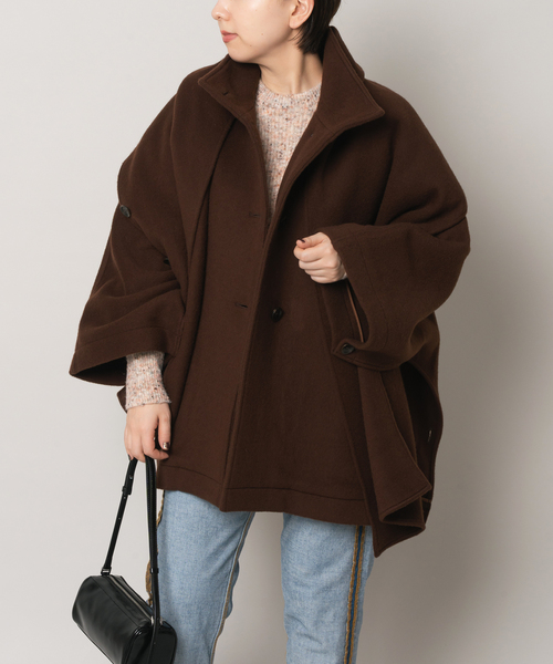 Bonum(ボナム)の「MUFFLER PONCHO コート(ポンチョ・レディース・ブラウン・FREE)」の15枚目の写真