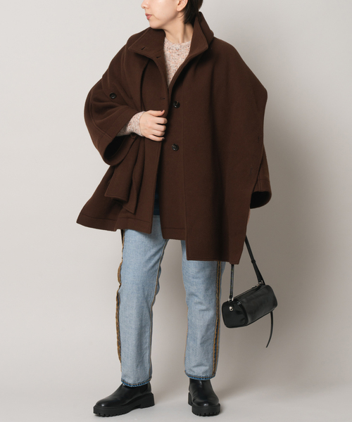 Bonum(ボナム)の「MUFFLER PONCHO コート(ポンチョ・レディース・ブラウン・FREE)」の16枚目の写真