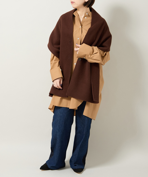 Bonum(ボナム)の「MUFFLER PONCHO コート(ポンチョ・レディース・ブラウン・FREE)」の21枚目の写真