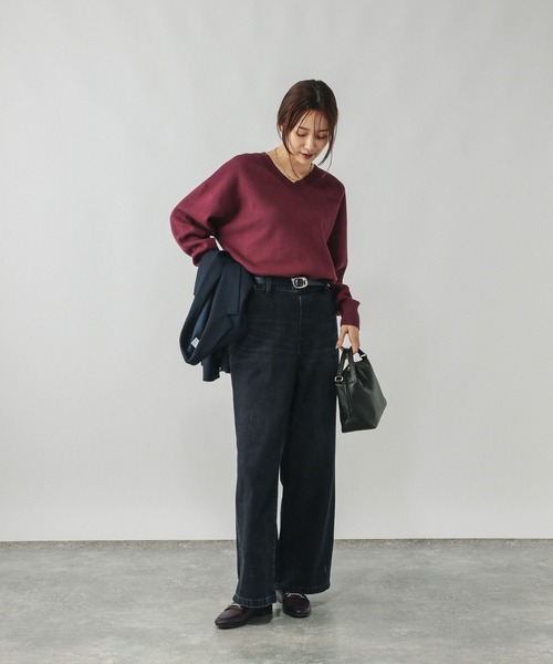 GLOBAL WORK（グローバルワーク）の「スウェットライクVネックプルオーバー/571342（スウェット・レディース・グレイッシュベージュ/グレー/スモークピンク/ブラック/ブラウン/ボルドー/ラベンダー・LARGE/MEDIUM/SMALL）」の10枚目の写真