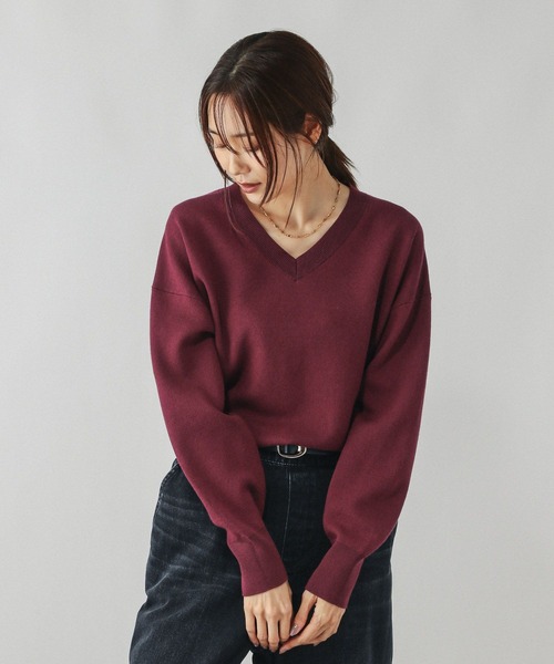 GLOBAL WORK（グローバルワーク）の「スウェットライクVネックプルオーバー/571342（スウェット・レディース・グレイッシュベージュ/グレー/スモークピンク/ブラック/ブラウン/ボルドー/ラベンダー・LARGE/MEDIUM/SMALL）」の12枚目の写真