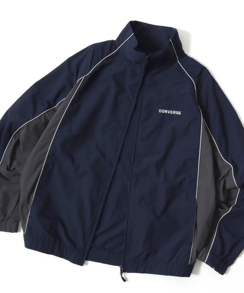 CONVERSE（コンバース）の「CONVERSE/コンバース 撥水 オーバーサイズ パイピング ナイロンジャケット/トラックジャケット/ブルゾン/レディース メンズ（ナイロンジャケット・レディース・ブラック/ネイビー/アイボリー・LL/M/L）」の3枚目の写真