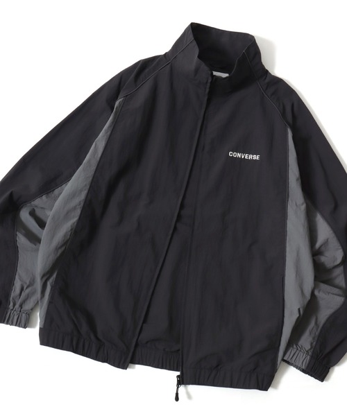 CONVERSE（コンバース）の「CONVERSE/コンバース 撥水 オーバーサイズ パイピング ナイロンジャケット/トラックジャケット/ブルゾン/レディース メンズ（ナイロンジャケット・レディース・ブラック/ネイビー/アイボリー・LL/M/L）」の2枚目の写真