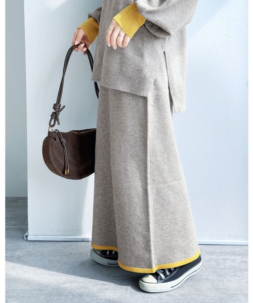 reca（レカ）の「配色ラインニットスカート（スカート・レディース・ブラック/グレー/モカ・M）」の2枚目の写真