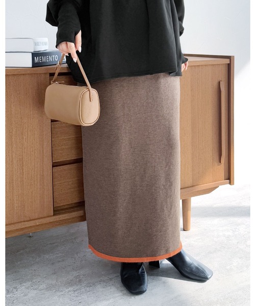 reca（レカ）の「配色ラインニットスカート（スカート・レディース・ブラック/グレー/モカ・M）」の3枚目の写真