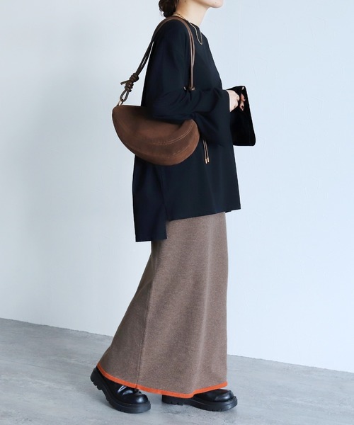 reca（レカ）の「配色ラインニットスカート（スカート・レディース・ブラック/グレー/モカ・M）」の6枚目の写真