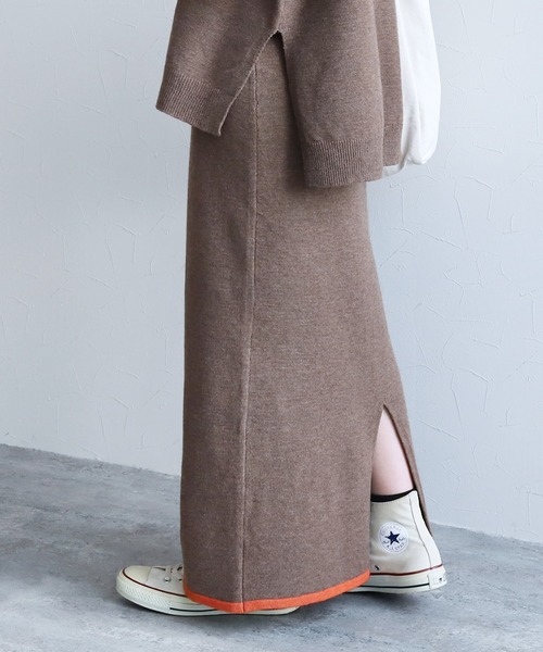 reca（レカ）の「配色ラインニットスカート（スカート・レディース・ブラック/グレー/モカ・M）」の7枚目の写真