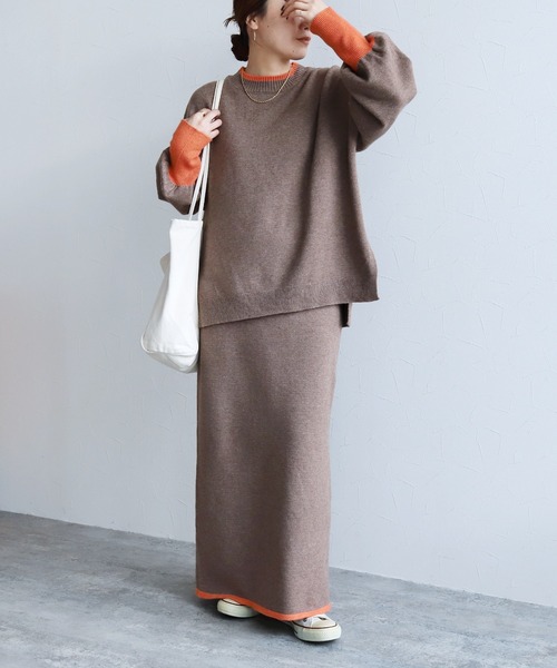 reca（レカ）の「配色ラインニットスカート（スカート・レディース・ブラック/グレー/モカ・M）」の9枚目の写真