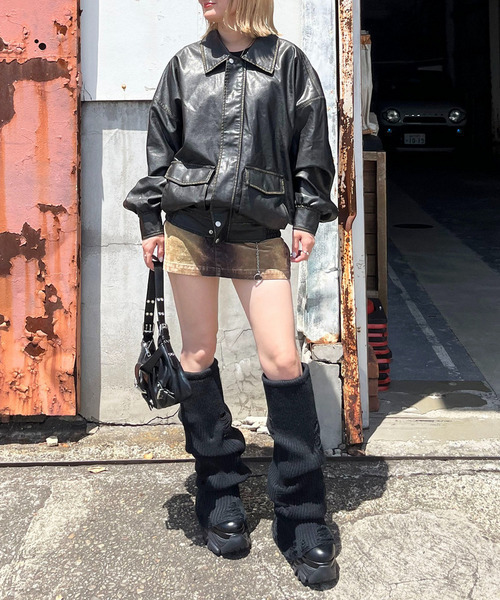 SPIRALGIRL（スパイラルガール）の「ヴィンテージ風レザーブルゾン（ブルゾン・レディース・ブラック・FREE）」の3枚目の写真