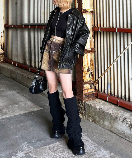 SPIRALGIRL（スパイラルガール）の「ヴィンテージ風レザーブルゾン（ブルゾン・レディース・ブラック・FREE）」の5枚目の写真