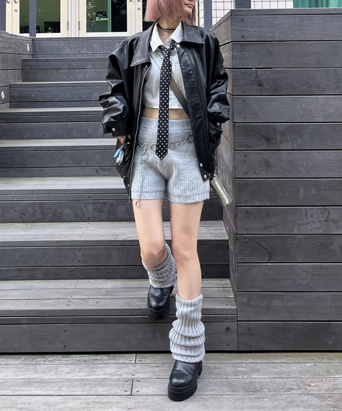 SPIRALGIRL（スパイラルガール）の「ヴィンテージ風レザーブルゾン（ブルゾン・レディース・ブラック・FREE）」の7枚目の写真