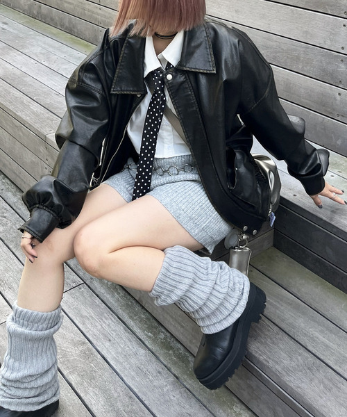 SPIRALGIRL（スパイラルガール）の「ヴィンテージ風レザーブルゾン（ブルゾン・レディース・ブラック・FREE）」の8枚目の写真