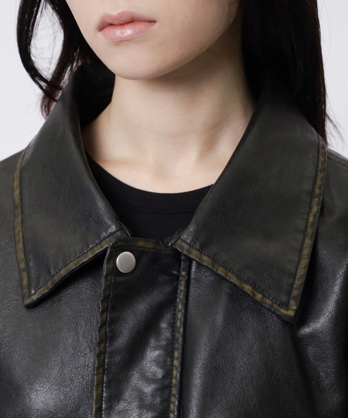 SPIRALGIRL（スパイラルガール）の「ヴィンテージ風レザーブルゾン（ブルゾン・レディース・ブラック・FREE）」の16枚目の写真