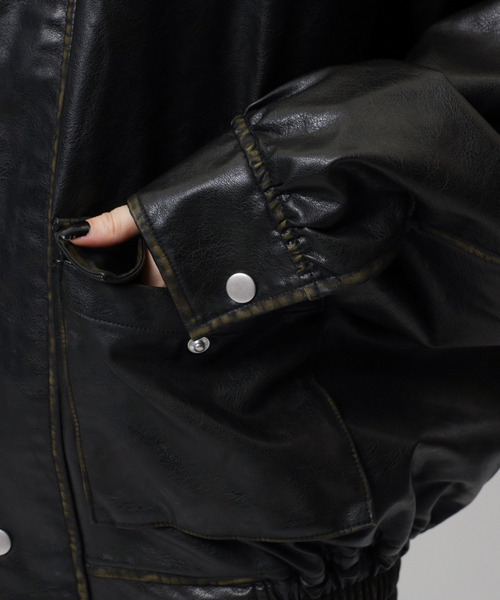 SPIRALGIRL（スパイラルガール）の「ヴィンテージ風レザーブルゾン（ブルゾン・レディース・ブラック・FREE）」の18枚目の写真