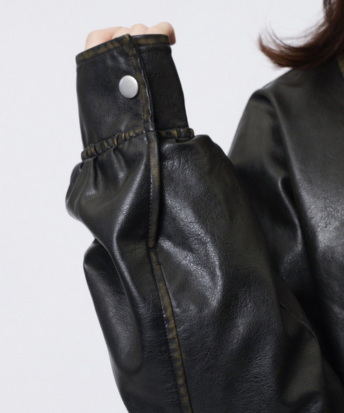 SPIRALGIRL（スパイラルガール）の「ヴィンテージ風レザーブルゾン（ブルゾン・レディース・ブラック・FREE）」の19枚目の写真