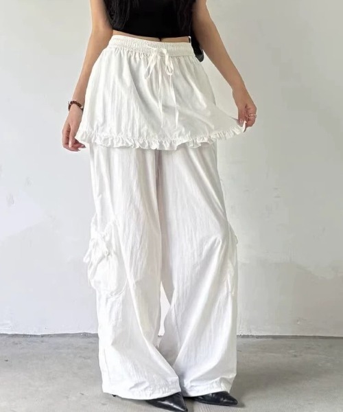 FREE STYLISTS(フリー スタイリスト)の「YUGA_YGMC Drawstring easy pants with faux skirt(その他パンツ・レディース・グレー/ホワイト/ブラック・FREE)」の3枚目の写真