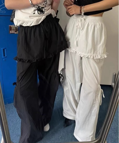 FREE STYLISTS(フリー スタイリスト)の「YUGA_YGMC Drawstring easy pants with faux skirt(その他パンツ・レディース・グレー/ホワイト/ブラック・FREE)」の5枚目の写真