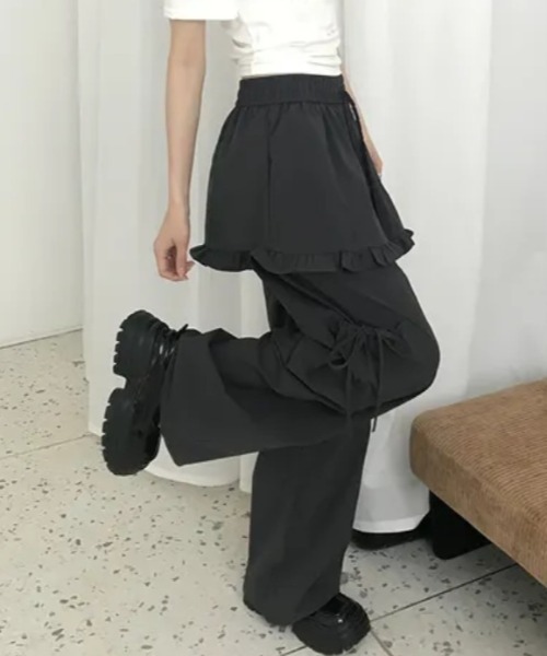 FREE STYLISTS(フリー スタイリスト)の「YUGA_YGMC Drawstring easy pants with faux skirt(その他パンツ・レディース・グレー/ホワイト/ブラック・FREE)」の9枚目の写真