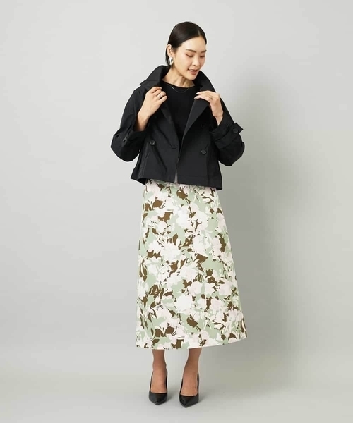 MICHEL KLEIN(ミッシェル・クラン)の「アンティークローズプリントスカート(スカート・レディース・カーキ/ブルー・38)」の3枚目の写真