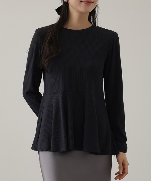 Lace Ladies(レースレディース)の「ランダム リブ ペプラム 長袖 カットソー(Tシャツ/カットソー・レディース・チャコールグレー・S/FREE)」の3枚目の写真