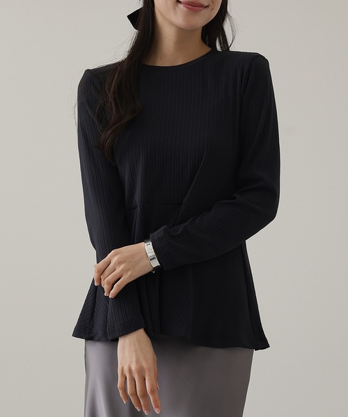 Lace Ladies(レースレディース)の「ランダム リブ ペプラム 長袖 カットソー(Tシャツ/カットソー・レディース・チャコールグレー・S/FREE)」の4枚目の写真