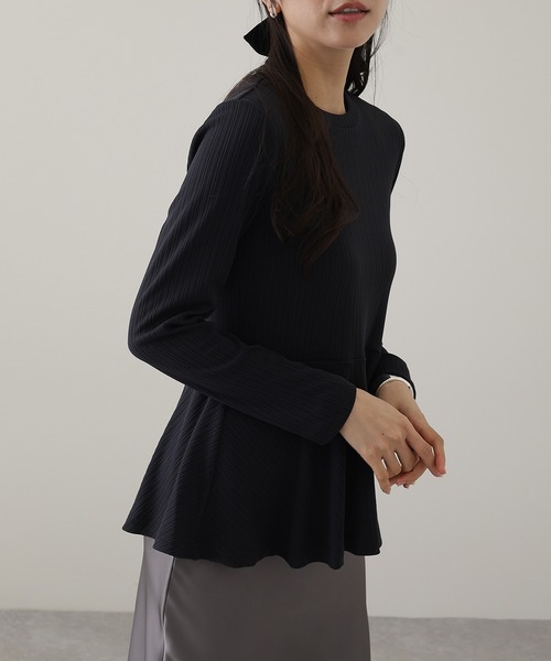 Lace Ladies(レースレディース)の「ランダム リブ ペプラム 長袖 カットソー(Tシャツ/カットソー・レディース・チャコールグレー・S/FREE)」の5枚目の写真