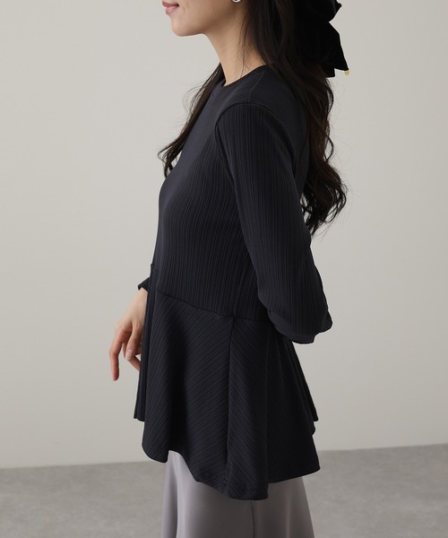 Lace Ladies(レースレディース)の「ランダム リブ ペプラム 長袖 カットソー(Tシャツ/カットソー・レディース・チャコールグレー・S/FREE)」の7枚目の写真