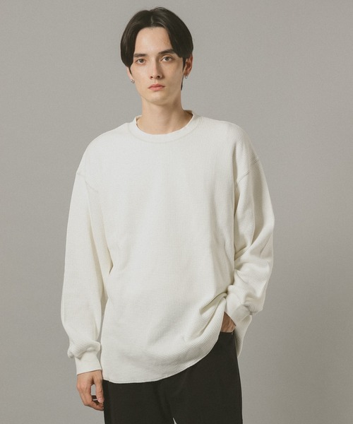 RAGEBLUE(レイジブルー)の「WAFFLE STITCH LONG SLEEVE CUTSEW / ワッフルステッチロンT(Tシャツ/カットソー・メンズ・ブラック/オフホワイト・FREE)」の5枚目の写真