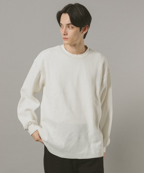 RAGEBLUE(レイジブルー)の「WAFFLE STITCH LONG SLEEVE CUTSEW / ワッフルステッチロンT(Tシャツ/カットソー・メンズ・ブラック/オフホワイト・FREE)」の3枚目の写真