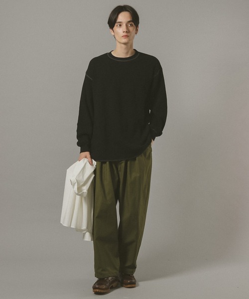RAGEBLUE(レイジブルー)の「WAFFLE STITCH LONG SLEEVE CUTSEW / ワッフルステッチロンT(Tシャツ/カットソー・メンズ・ブラック/オフホワイト・FREE)」の22枚目の写真