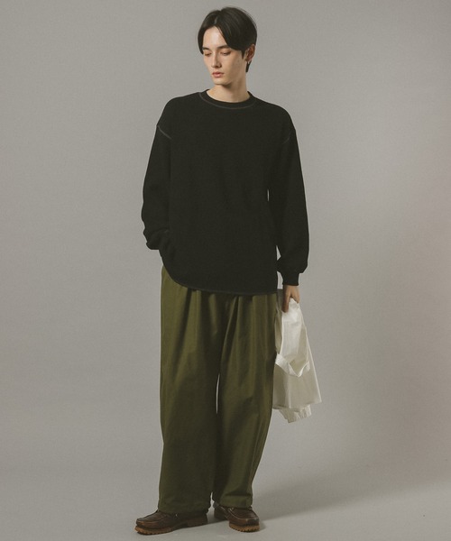 RAGEBLUE(レイジブルー)の「WAFFLE STITCH LONG SLEEVE CUTSEW / ワッフルステッチロンT(Tシャツ/カットソー・メンズ・ブラック/オフホワイト・FREE)」の21枚目の写真