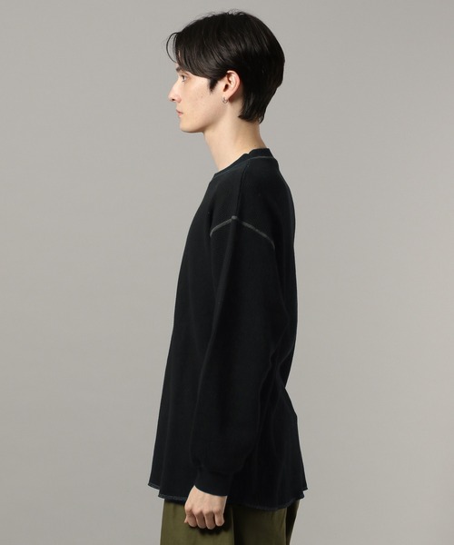 RAGEBLUE(レイジブルー)の「WAFFLE STITCH LONG SLEEVE CUTSEW / ワッフルステッチロンT(Tシャツ/カットソー・メンズ・ブラック/オフホワイト・FREE)」の16枚目の写真