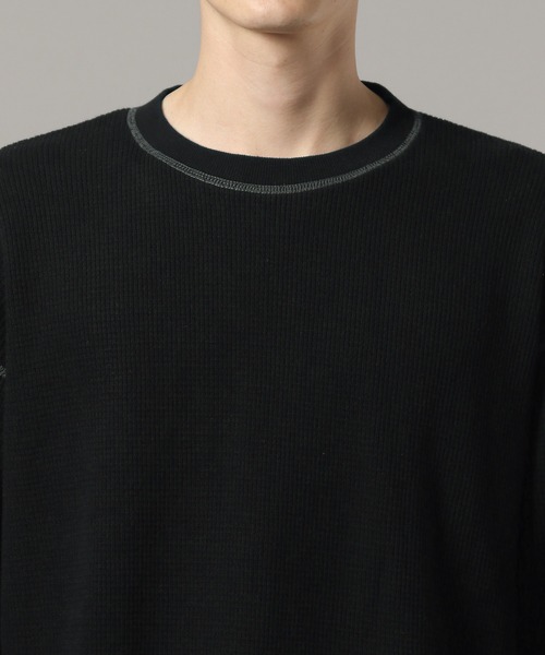 RAGEBLUE(レイジブルー)の「WAFFLE STITCH LONG SLEEVE CUTSEW / ワッフルステッチロンT(Tシャツ/カットソー・メンズ・ブラック/オフホワイト・FREE)」の13枚目の写真
