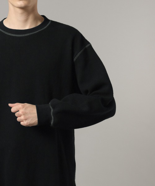 RAGEBLUE(レイジブルー)の「WAFFLE STITCH LONG SLEEVE CUTSEW / ワッフルステッチロンT(Tシャツ/カットソー・メンズ・ブラック/オフホワイト・FREE)」の12枚目の写真
