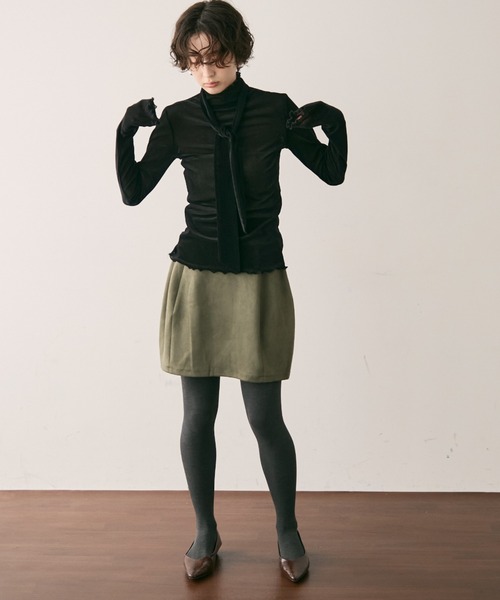 Trish（トリッシュ）の「スエードライクコクーンスカート（スカート・レディース・キャメル/ボルドー/カーキ・MEDIUM）」の22枚目の写真