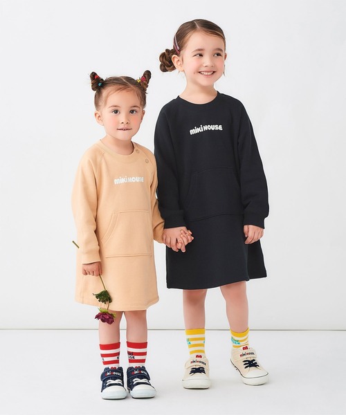 MIKI HOUSE（ミキハウス）の「【WEB限定】バックロゴワンピース（ワンピース・キッズ・ブラック/ベージュ/ラベンダー・80ｃｍ/90cm/100cm/110cm/120cm/130cm）」の6枚目の写真