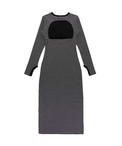 ALEXIA STAM（アリシアスタン）の「Striped Long Sleeve Dress /カップ付きストライプロングドレス（ワンピース・レディース・ホワイト/グレー/ブラック・M/S）」の16枚目の写真