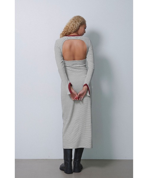 ALEXIA STAM（アリシアスタン）の「Striped Long Sleeve Dress /カップ付きストライプロングドレス（ワンピース・レディース・ホワイト/グレー/ブラック・M/S）」の7枚目の写真