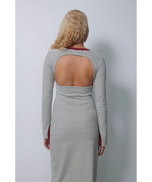 ALEXIA STAM（アリシアスタン）の「Striped Long Sleeve Dress /カップ付きストライプロングドレス（ワンピース・レディース・ホワイト/グレー/ブラック・M/S）」の8枚目の写真