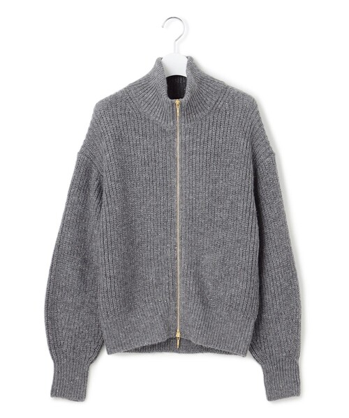 セール】【洗える】スパンコールバルキー ダブルジップ ニットブルゾン