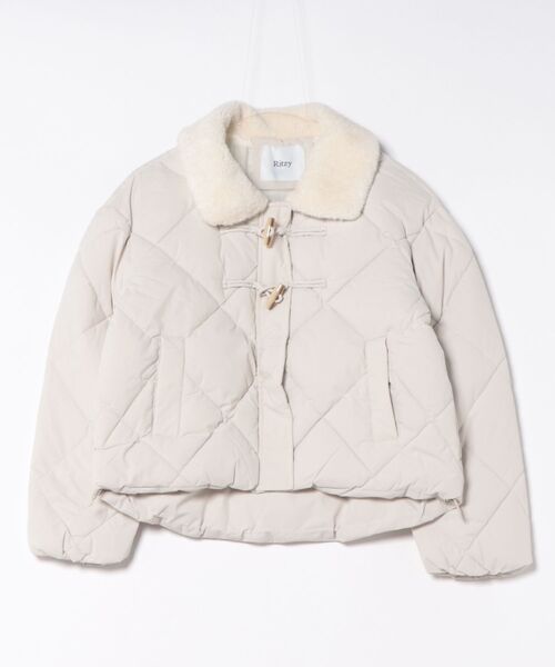 セール】衿ボア トグルボタン キルティング エコダウンジャケット