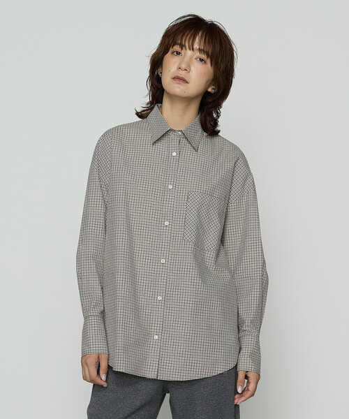 COMME CA Wardrobe（コムサワードローブ）の「タイプライターミニチェック シャツ（シャツ/ブラウス・レディース・ブラウン/グレー・FREE）」の7枚目の写真