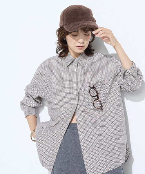 COMME CA Wardrobe（コムサワードローブ）の「タイプライターミニチェック シャツ（シャツ/ブラウス・レディース・ブラウン/グレー・FREE）」の18枚目の写真