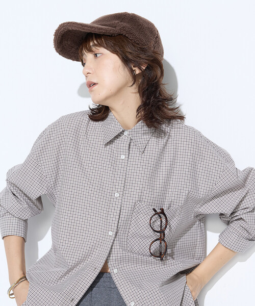 COMME CA Wardrobe（コムサワードローブ）の「タイプライターミニチェック シャツ（シャツ/ブラウス・レディース・ブラウン/グレー・FREE）」の19枚目の写真