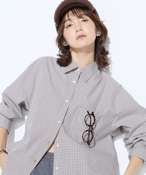 COMME CA Wardrobe（コムサワードローブ）の「タイプライターミニチェック シャツ（シャツ/ブラウス・レディース・ブラウン/グレー・FREE）」の20枚目の写真