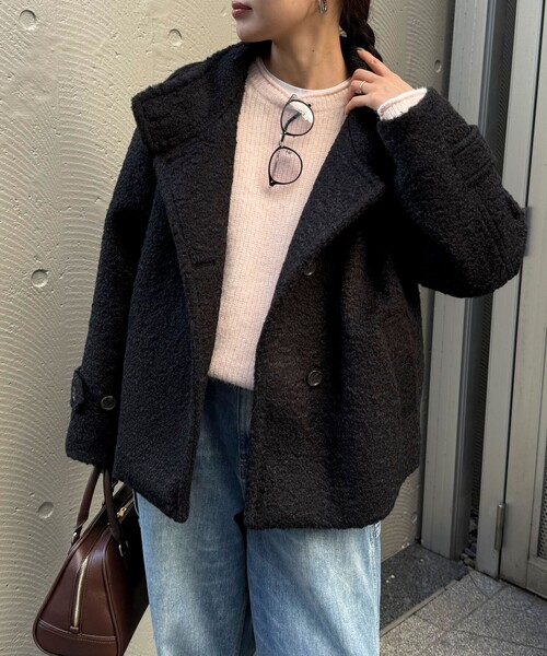 セール】ループシャギースタンドカラーコート（その他アウター