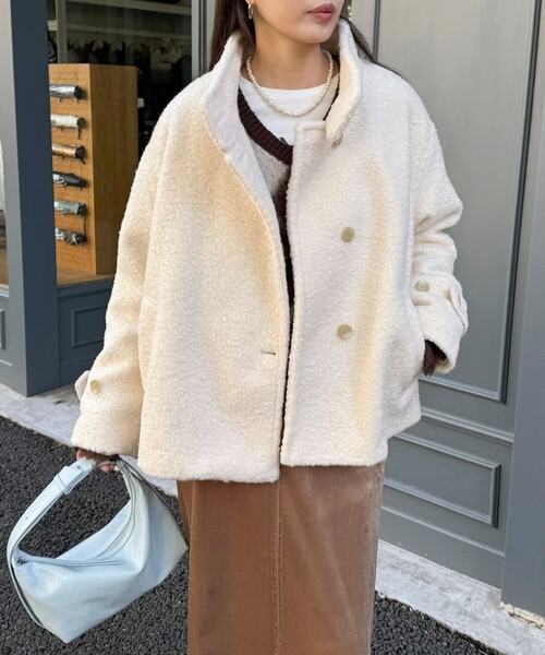 セール】ループシャギースタンドカラーコート（その他アウター