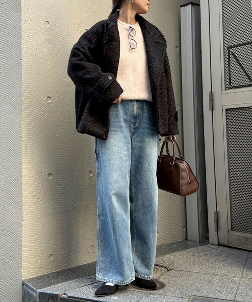 fredy emue（フレディエミュ）の「ループシャギースタンドカラーコート（その他アウター・レディース・ベージュ系その他/ブラック/オフホワイト・38）」の20枚目の写真